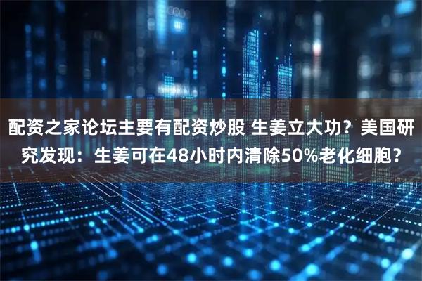 配资之家论坛主要有配资炒股 生姜立大功？美国研究发现：生姜可在48小时内清除50%老化细胞？